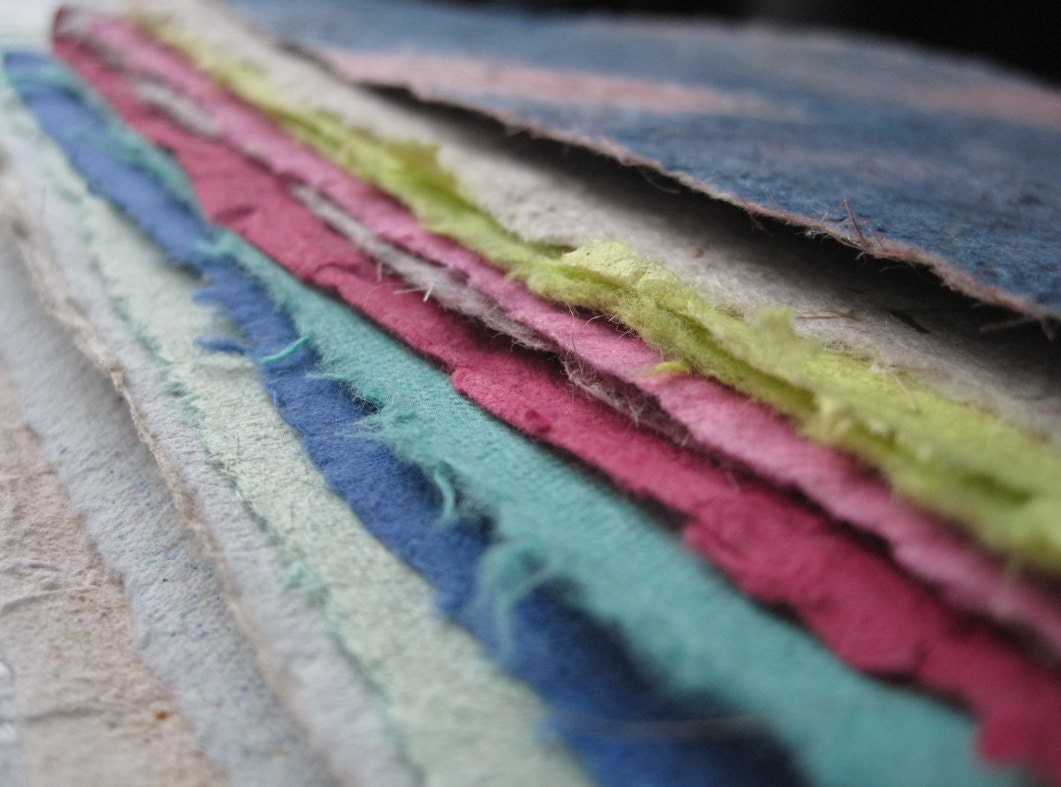 handmade paper - assorted pack, many colours, variety pack, recycled, thick and thin, textures, paper and plants