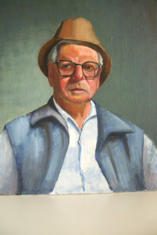 Mid Century Portrait Oil Painting on Canvas
