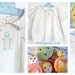Vintage Baby Dress White Cotton with Blue Embroidered Floral Vine Designs