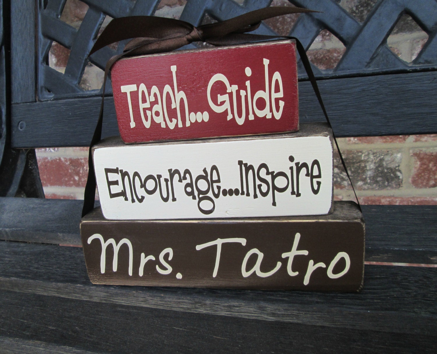 Guide,teach,encourage inspire-personalized teacher appreciation wood blocks