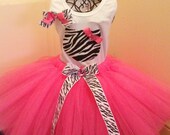 Hello Kitty Zebra  Print Tutu  Set - Hot Pink