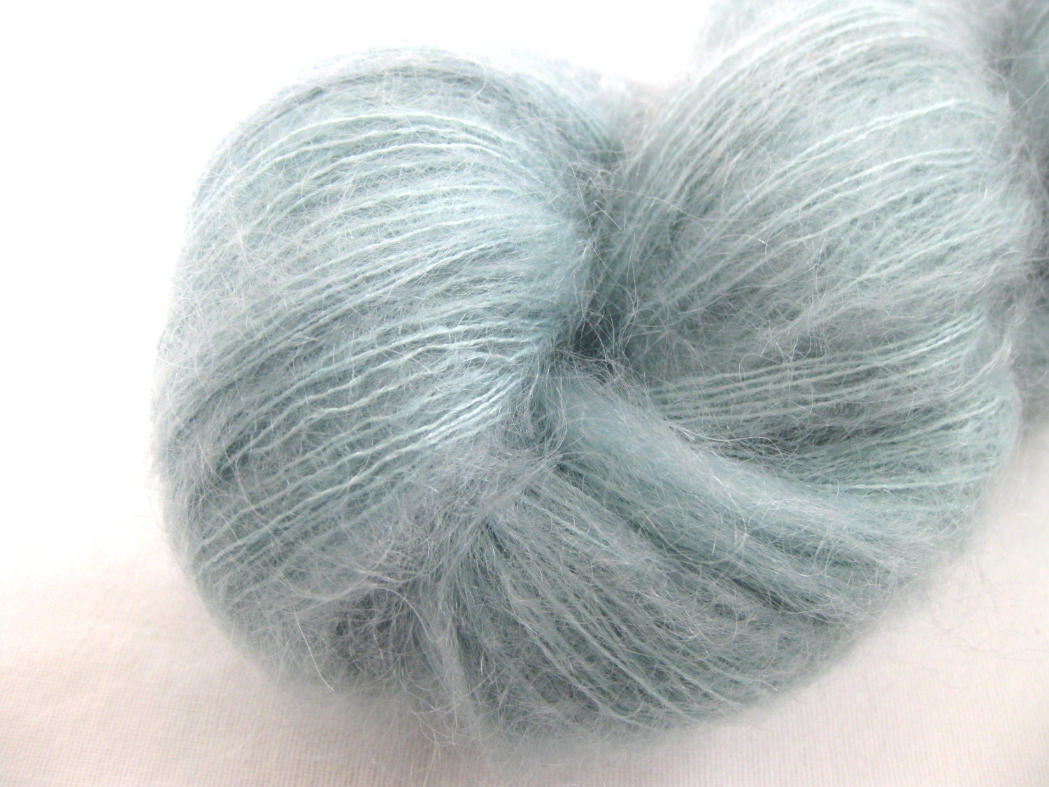 Hand dyed yarn, kidsilk lace - vintage blue