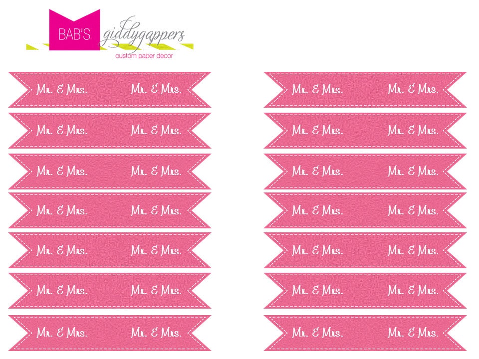 DIY Printable Mr. & Mrs. Straw/Stirrer Flags