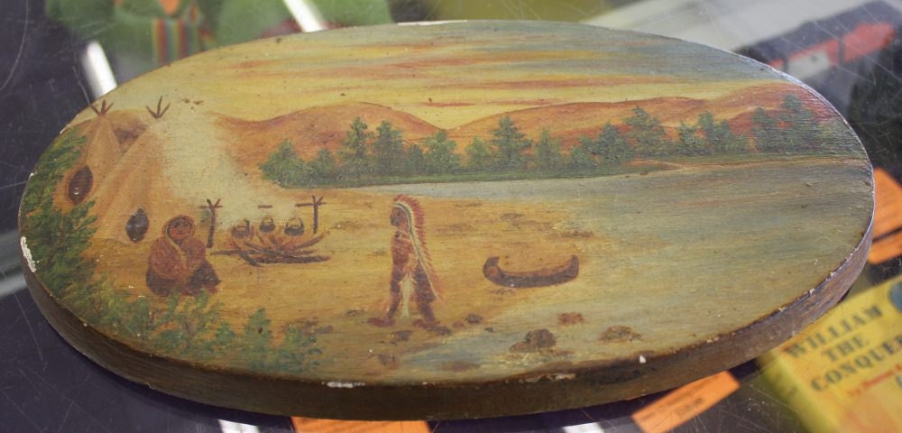 Folk Art by Cordell Carmichael - Native American Camp by the River