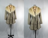 vtg 1970s Gray Vegan Wool Cropped Swing Coat // Large