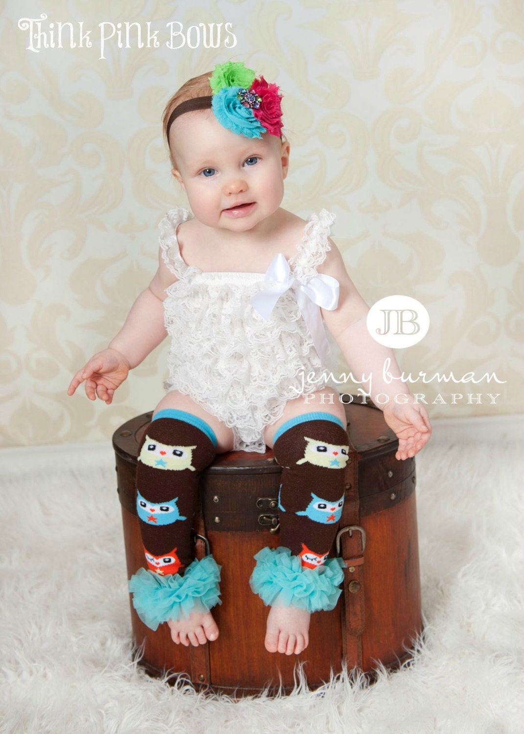 Baby headband and leg warmers set, baby girls headband, baby girl leg warmers,shabby chic headband, legwarmers.