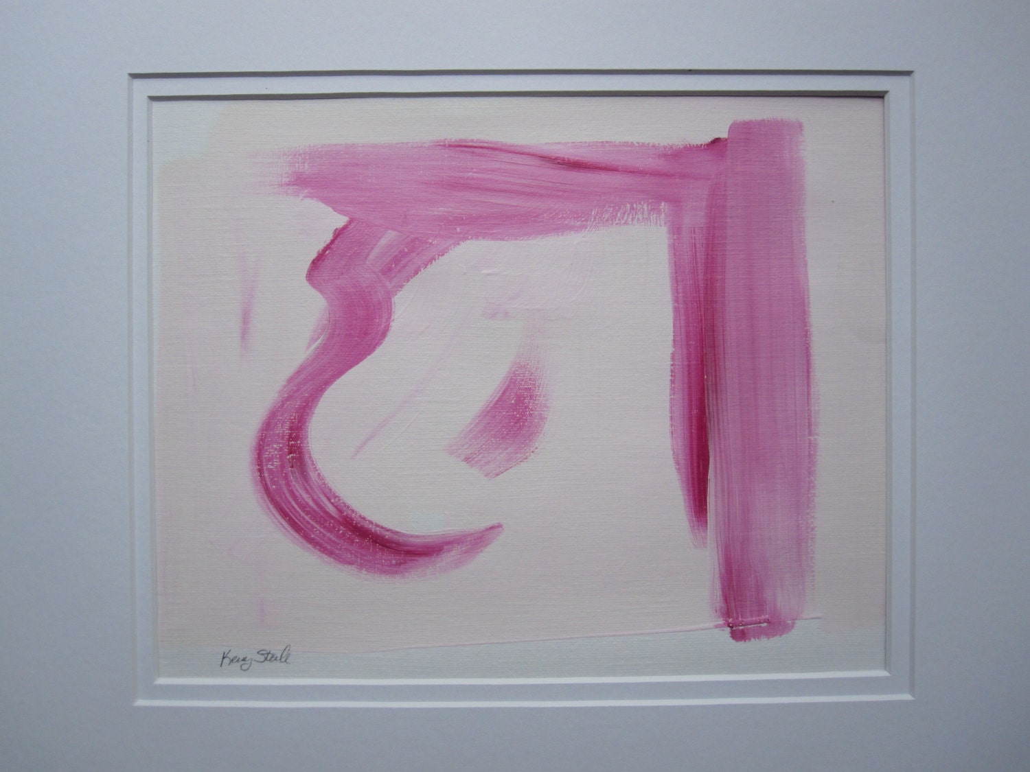 Abstract painting on paper no.73 by Kerry Steele double matted for 11x14 frame
