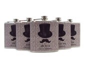 Roaring 20s Debonair Mustache Man with Top Hat Wedding Favor Flasks for Groomsmen Best Man Art Deco