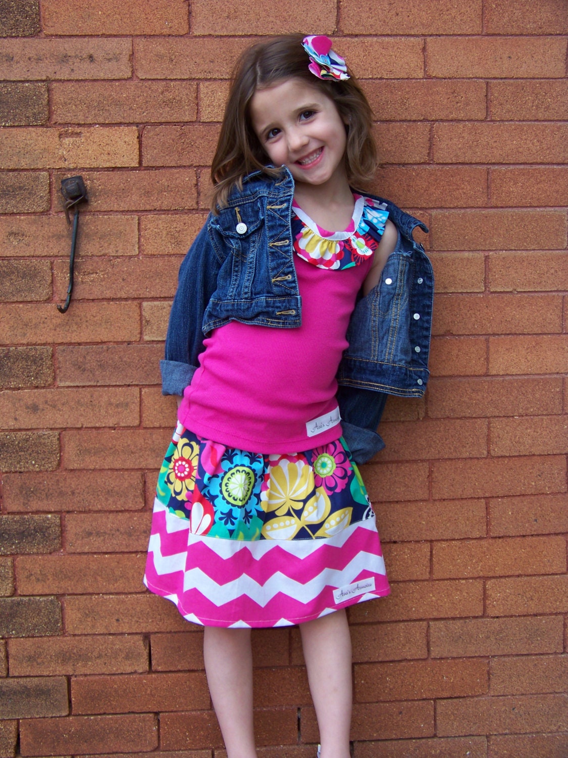 Girls Custom Boutique Floral & Chevron Skirt  Tank Set sizes 4-8 Must See So Cute for Summer