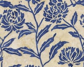 ENGLISH ROSE in Pearl - Tonga Calypso Blue - Timeless Treasures Hand Stamped Batik - 1 Yard