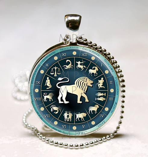 Leo Necklace Zodiac Jewelry Astrological Sign Lion July August Birthday Astrology Art Pendant with Ball Chain Included (ITEM B115)