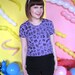 Lilac Cute Cat T Shirt. Medium
