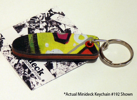 Recycled Skateboard Keychain No.192 - Old School "Pig" shape