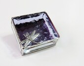 Stained Glass Jewelry Box Lavender Purple Art Nouveau Dragonfly 3x3 Graduation Gift Wedding Gift Bride Groom Anniversary