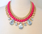 Neon Spark Rhinestone Statement Necklace