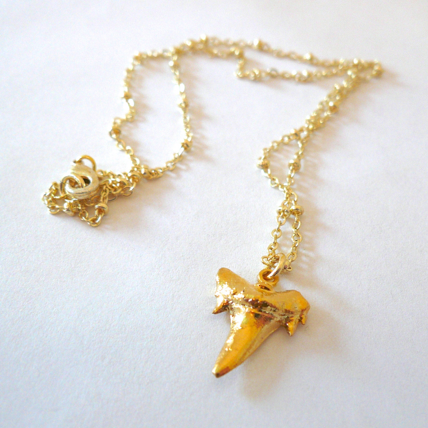 24K Gold Dipped Shark Tooth Necklace