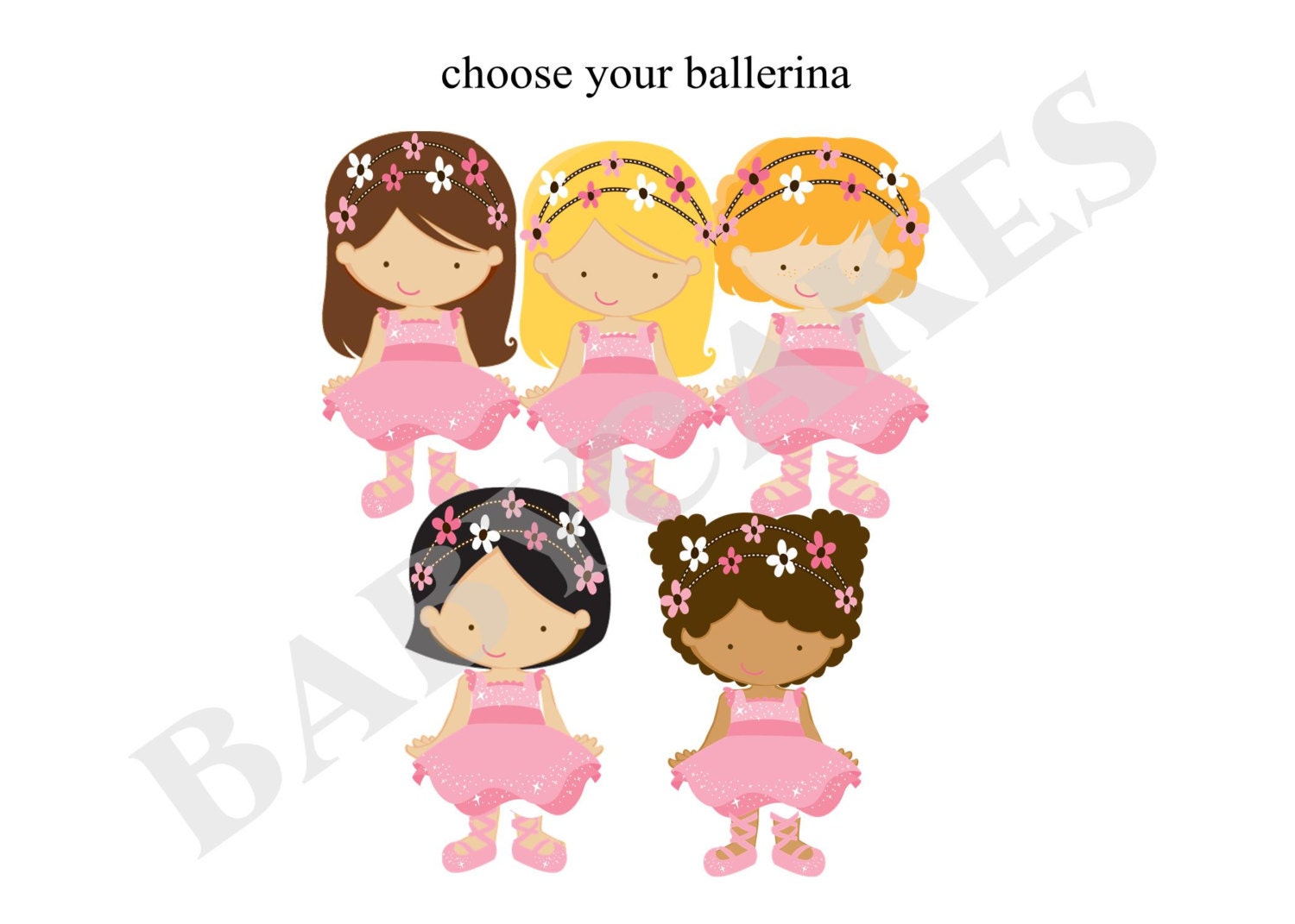 Ballerina Birthday Invitation - DIY Print Your Own - Choose your ballerina - Matching Party Printables available
