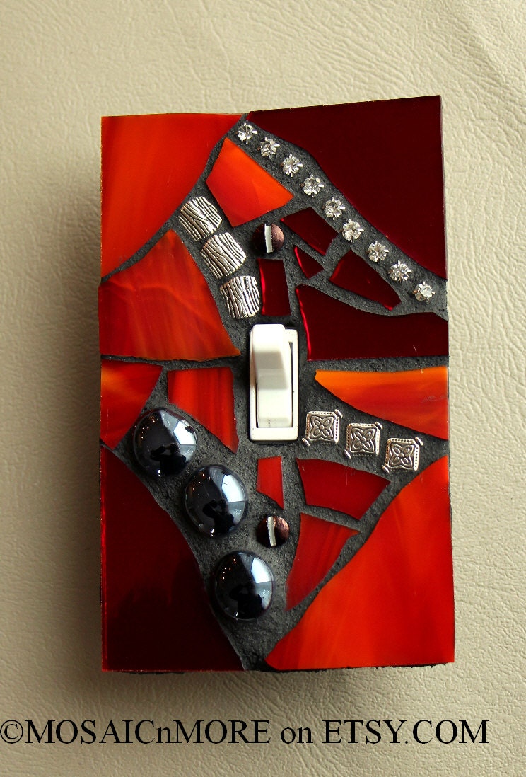 Red Pulse - SINGLE Mosaic Light Switch Cover Wall Plate