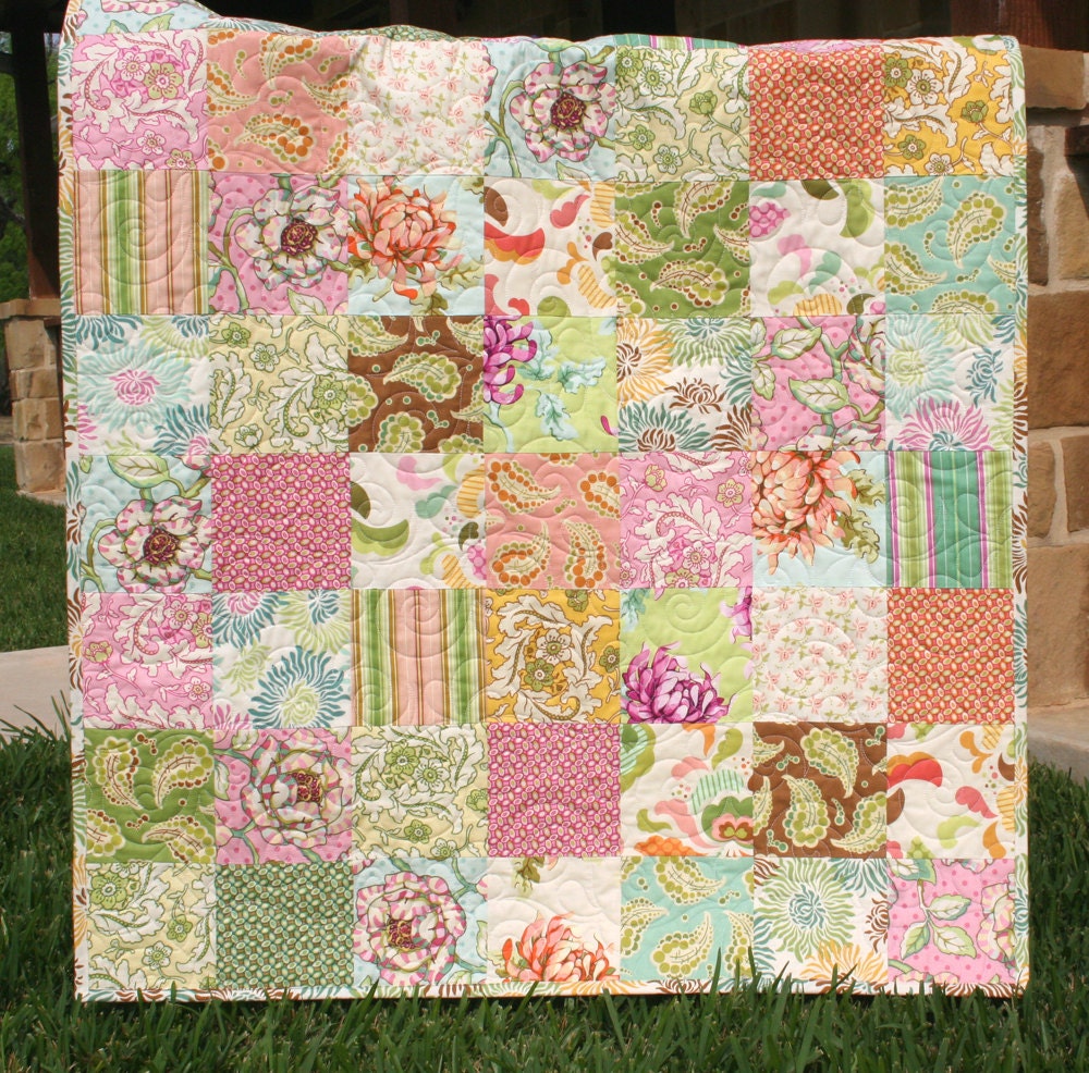 Shabby Chic Baby Quilt Fresh Cut Flowers Girl Blanket Crib Nursery