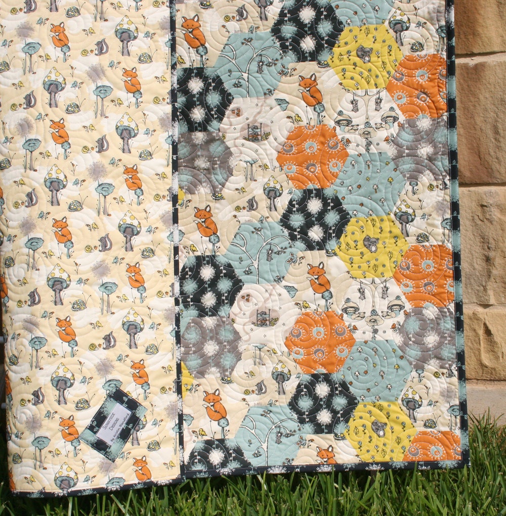 Organic Quilt Fox Boy Woodland Blanket Baby Toddler Forest Animals All Natural