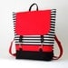 Black stripe canvas backpack / Laptop backpack / School bag / Laptop bag / With clasp closure, Front pocket, Design by BagyBags