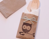 Table Settings Owl Woodland Rustic 10 Flatware Bags Wooden Flatware Utensils Cutlery Birthday Party Baby Shower Favors Paper Goods Il_170x135