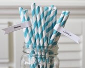 Aqua Paper Straws, Turqupise Paper Straws, 25 Carnival Straws, Wedding Straws, Striped Straws, Baby Shower, Birthday, Kids Straws, w/ Flags Il_170x135