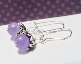 Sterling Silver Purple Candy Jade Earring Dangles