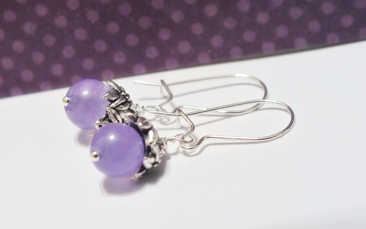 Sterling Silver Purple Candy Jade Earring Dangles