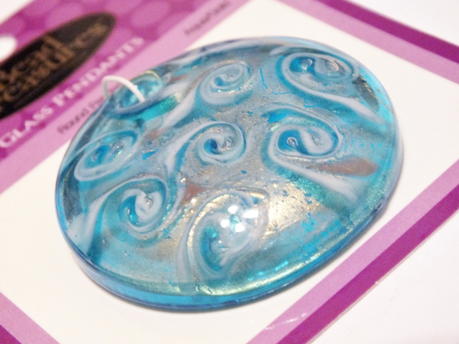 Blue & Gold Swirl Glass Pendant