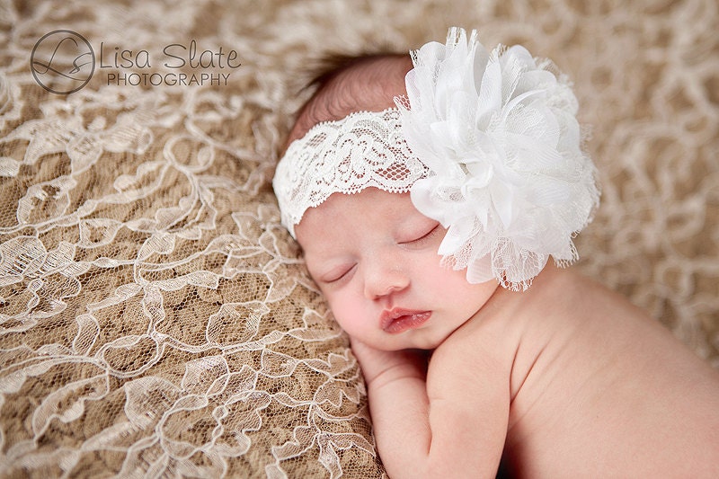 Baby headband, newborn headband, adult headband, child headband and photography prop The single sprinkled- PURE LACE headband