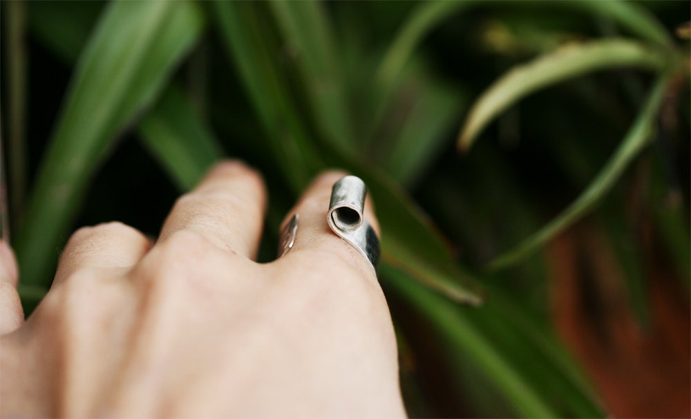 Hammered Silver Ring, wide silver band, adjustable silver ring, open silver ring