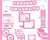 INSTANT DOWNLOAD - 50% off - DIY  Printable Baby Minnie Mouse Inspired  Birthday Party Package  - Pink