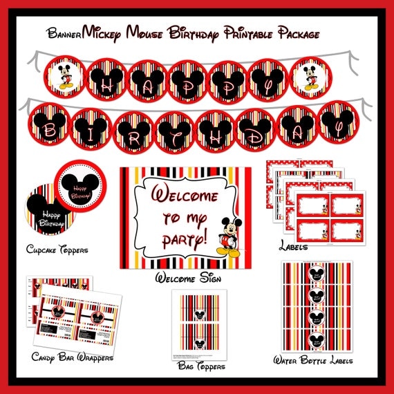 INSTANT DOWNLOAD -50% off - DIY Printable Mickey Mouse Birthday Package