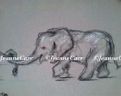 Parade of Elephants Original Drawing