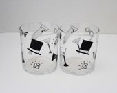Pair of Wedding Tuxedo Whiskey Glasses