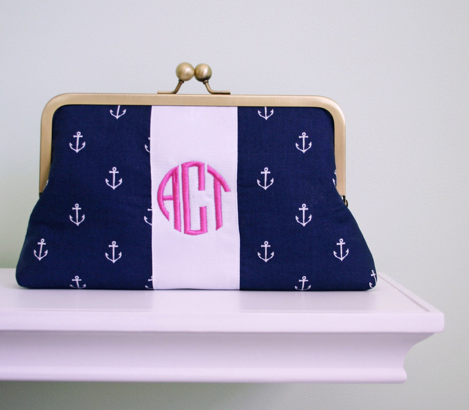 Monogrammed Anchor Clutch, Easter Clutch