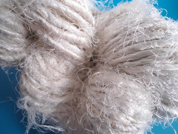 NEW Recycled Upcycled Sari Silk Yarn - chunky weight - UNDYED WHITE