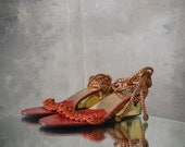 1970s Italian Gold Wedge Sandals size 37.5