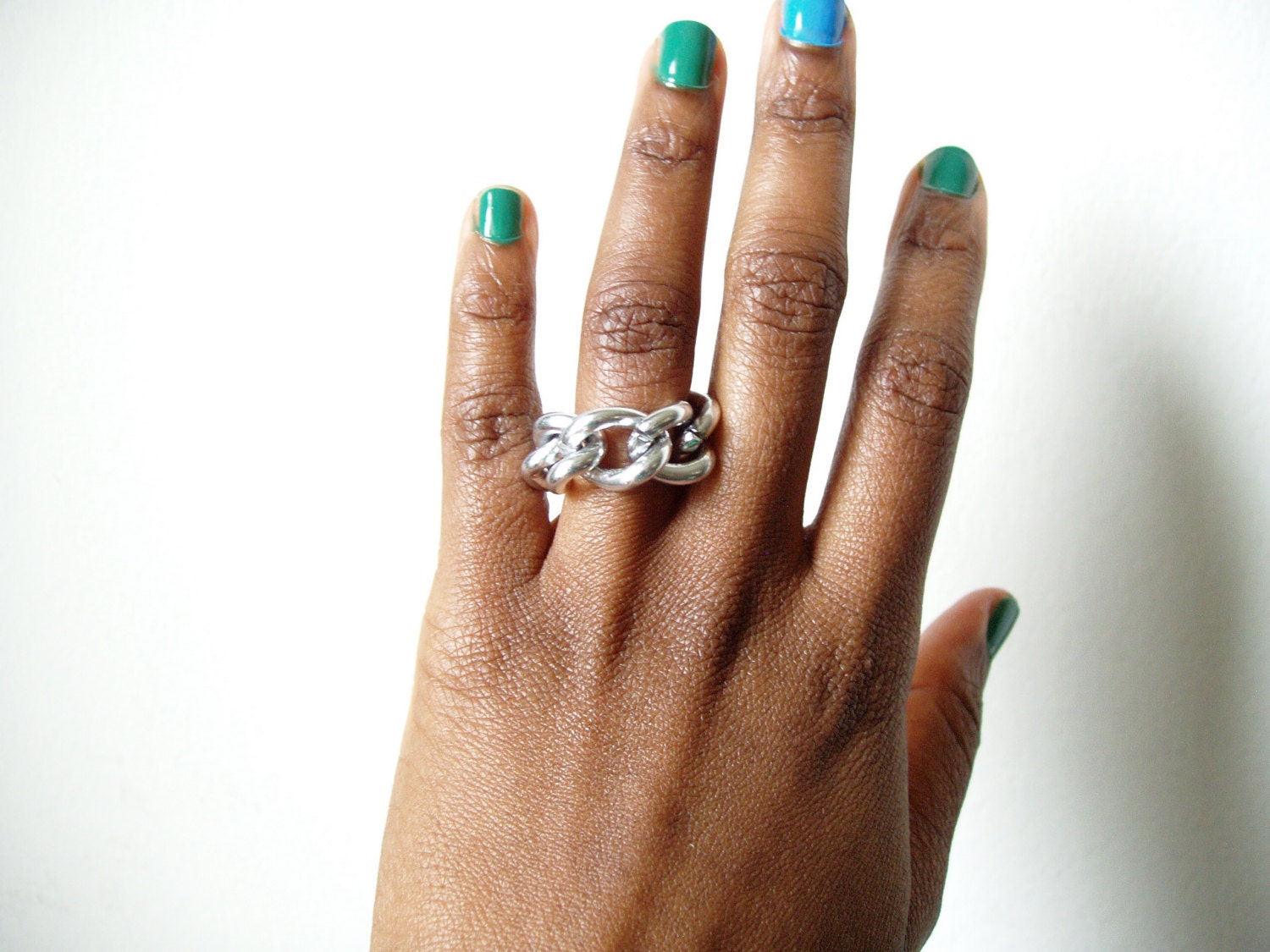 Silver Metal Chunky Chain Ring- Domme by La NomRah Designs