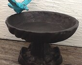 Bird Bath, Bird Feeder, Business Card Holder, Aqua Decor, Spring, Bird Dish, Shabby Chic Decor,Ebony Black,Spring Garden Decor