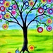 Print of Tree of Life Mexican Folk Art Style Happy Tree Painting Penny Tree
