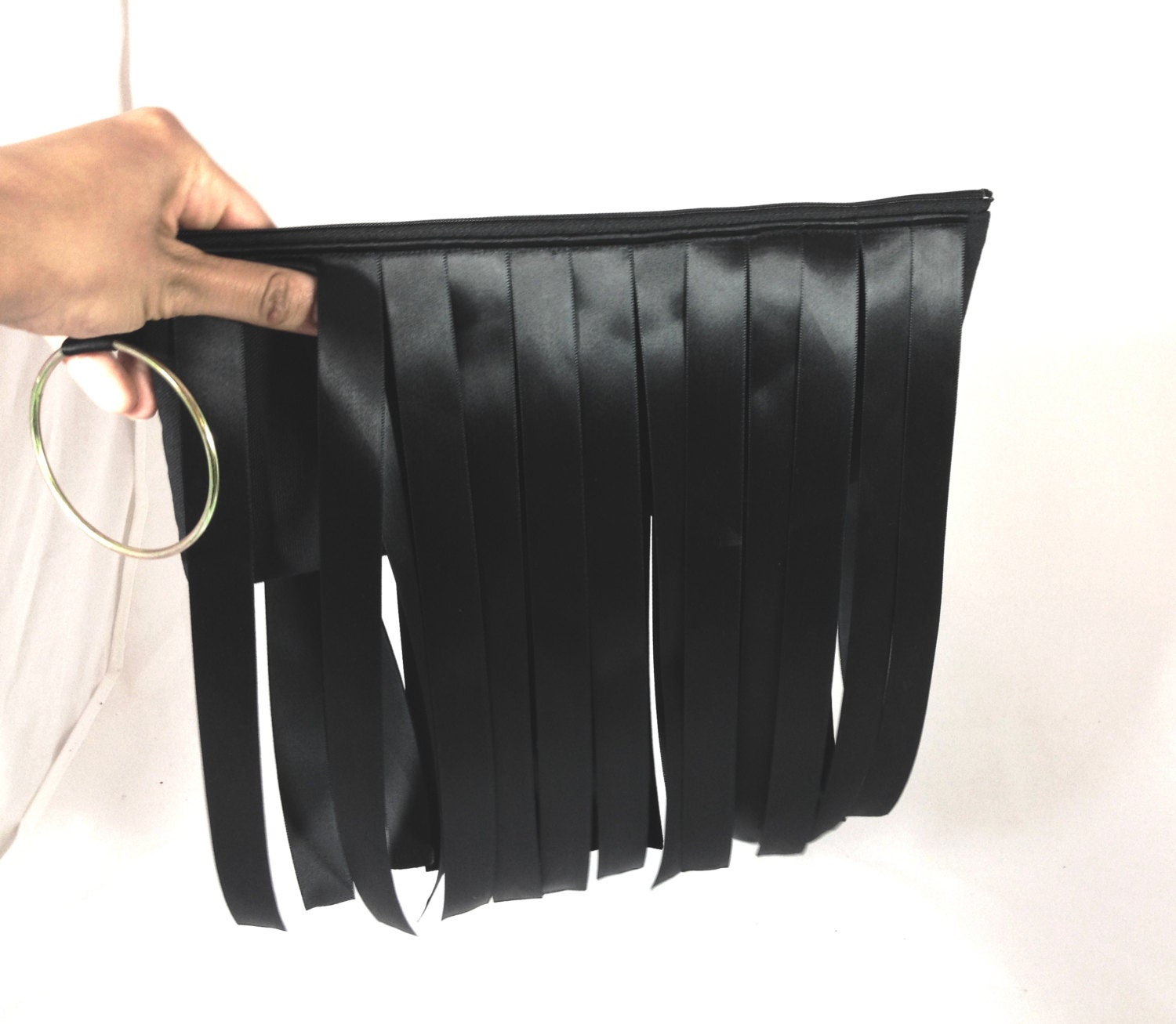 Black fringe Bangle Clutch