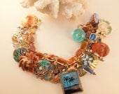 Hawaiian Islands Repurposed Vintage Jewelry Charm Bracelet one of a kind