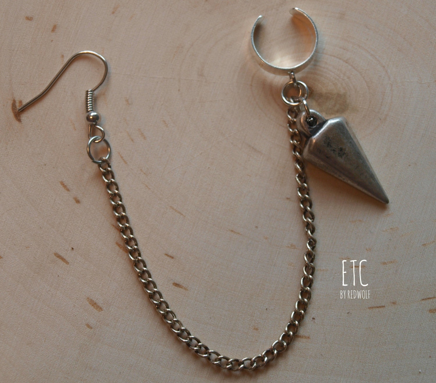 Silver Spike Ear Chain