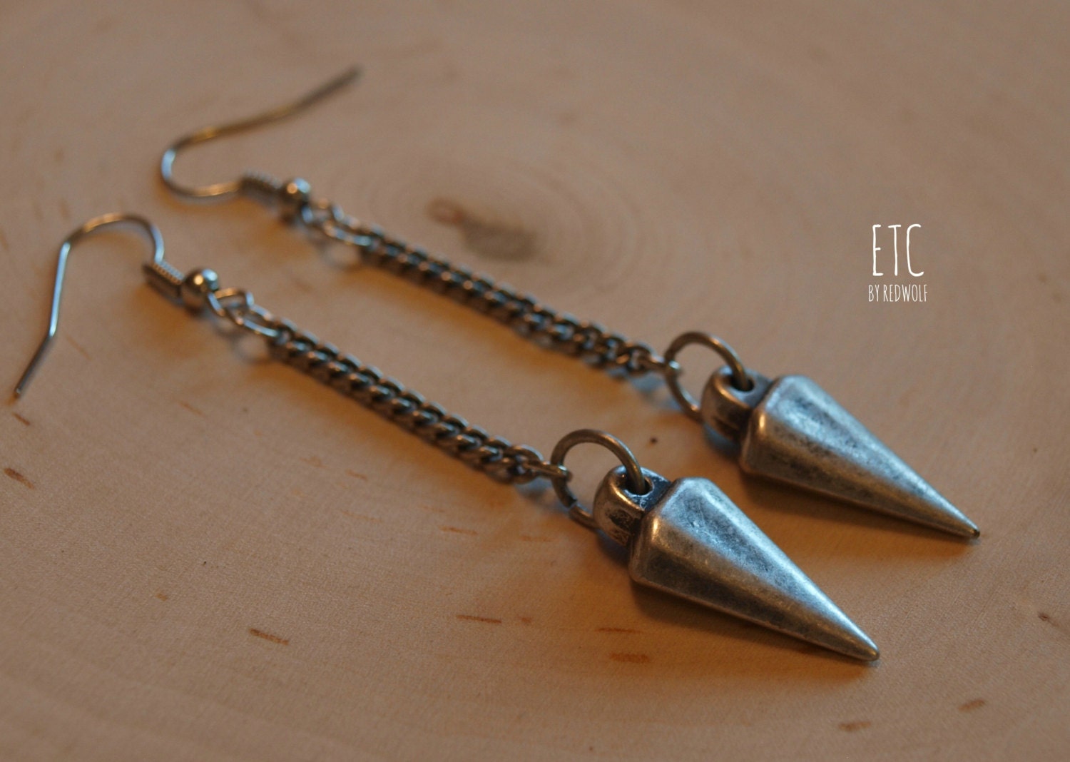 Silver Spike Vintage Chain Earrings