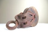 Barn Pulley Industrial Bookend Antique Cast Iron and Wood Farmhouse Rustic Industrial Decor