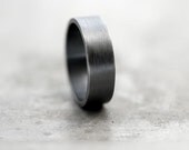 Men's Ring, Unisex Simple Flat 7mm Band Oxidized Argentium Sterling Silver Men's  Band - Made in Your Size