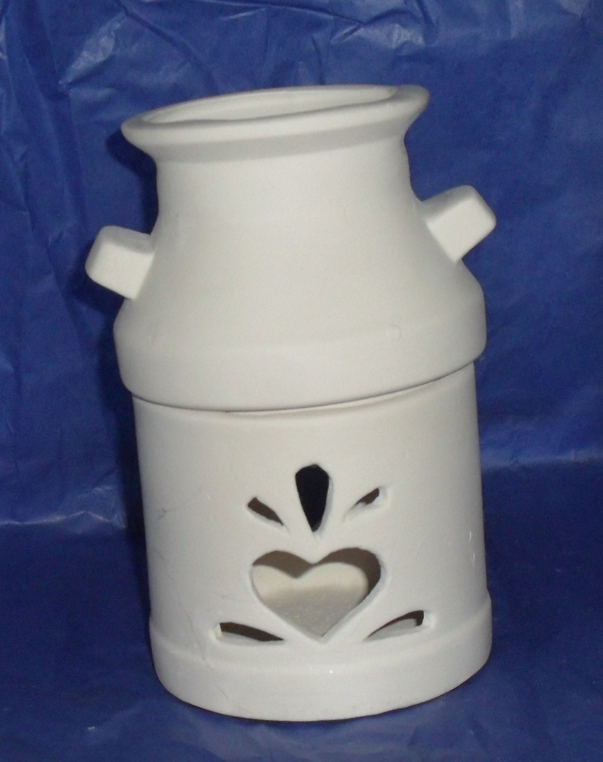 Ceramic Heart Milk Can. Do It Yourself Ceramic Bisque. Great gift idea.