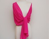 Luxe Fuchsia Chiffon Bridal Shawl Bridal Stole Pashmina Bride Bridesmaid Stole Scarf Wedding 72" X 22"
